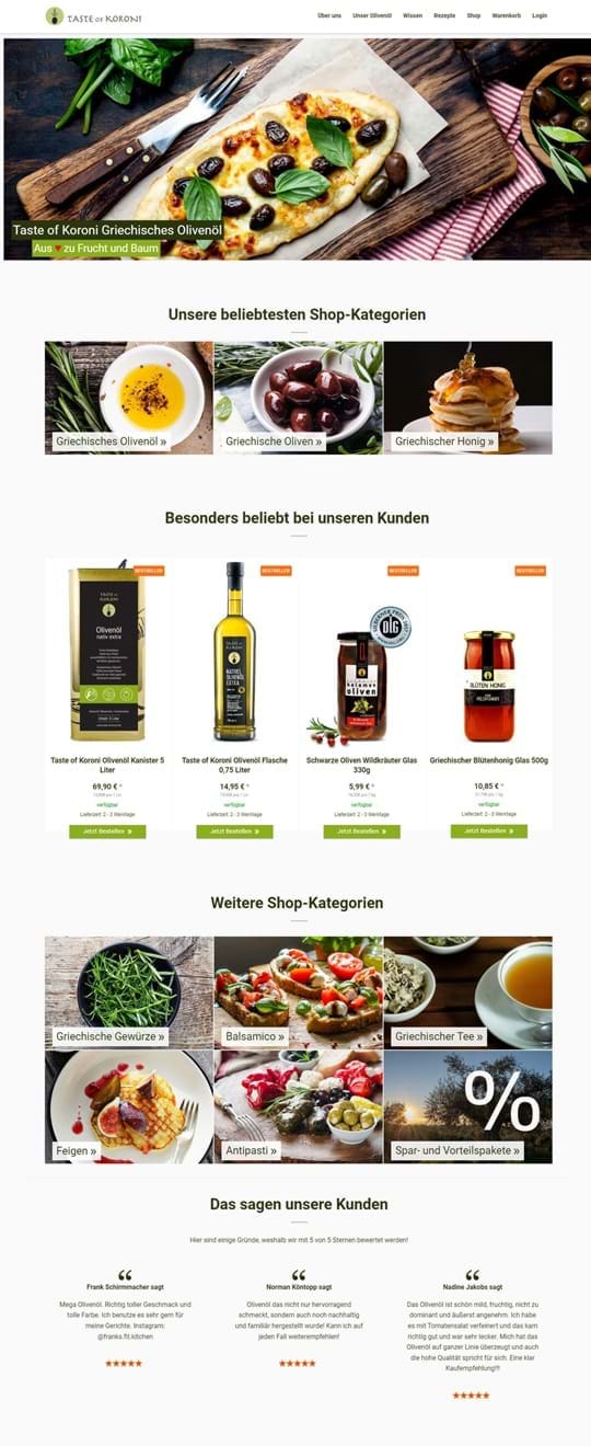 Beispiel-Website taste-of-koroni.de