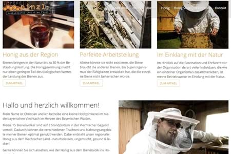 Website imkerei-pinzl.de mit Honig aus der Region
