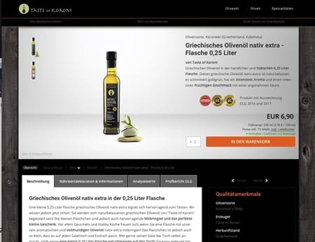 Marcs Website für griechisches Olivenöl