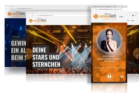 Website deineschlagerwelt.de mit Radio-Player