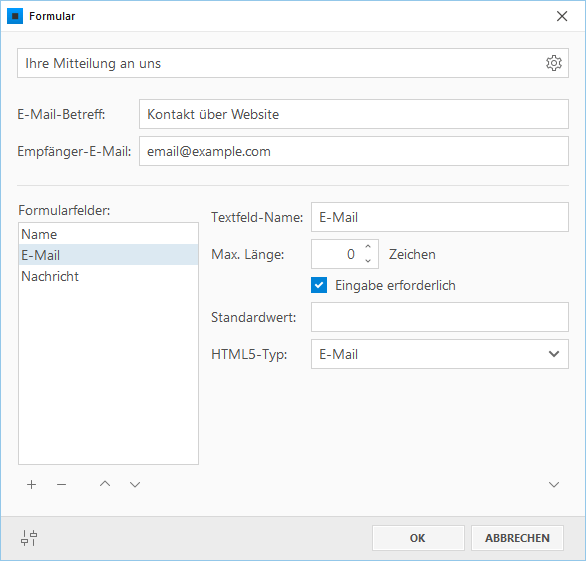 Kontaktformular bearbeiten