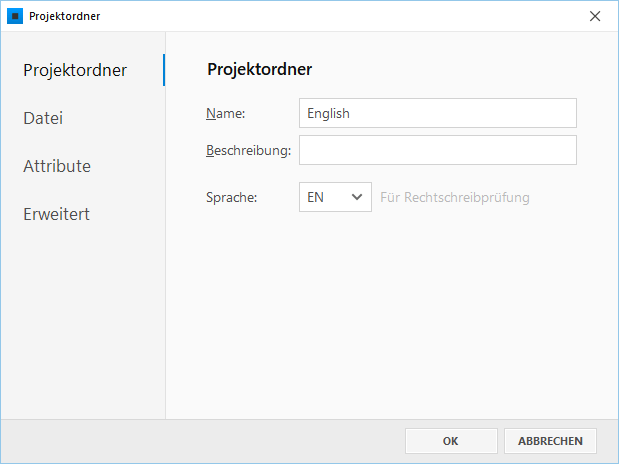 Projektordner für mehrsprachige Websites