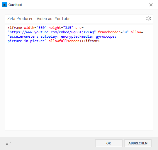 HTML-Quelltext-Widget