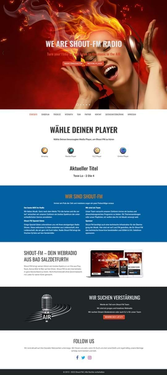 Beispiel-Website shout-fm.de