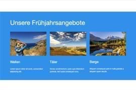 Design-Block - 3-Spalter - Text und Bild in randlosem Container