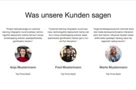 Design-Block -Kundenzitate mehrspaltig