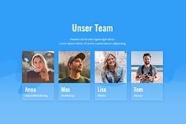 Design-Block - Linkbox mit Team-Bilder, farbig