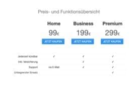 Design-Block - Preistabelle 3-spaltig, hell