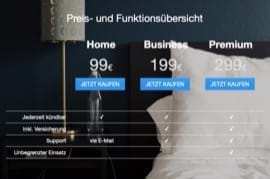Design-Block - Preistabelle mit Matrix und Hintergrundbild