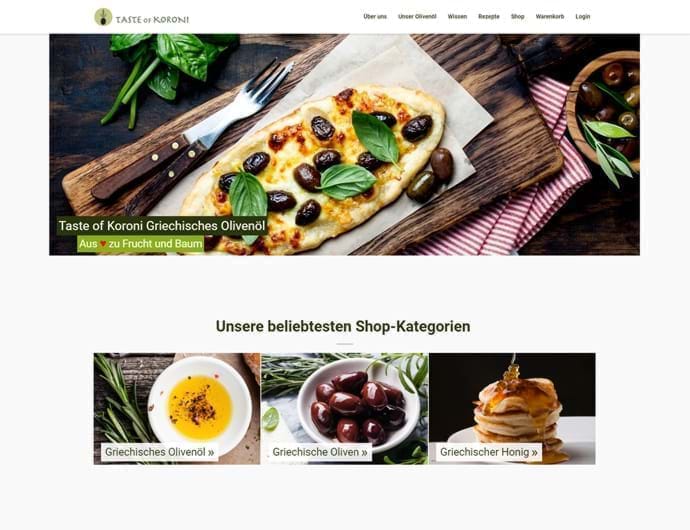 Website erstellen - Taste of Koroni - Griechisches Olivenöl